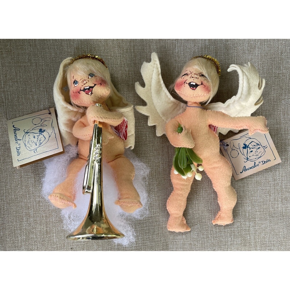 Annalee Dolls '91 Christmas Angel Wings on Cloud with Trumpet Halo W/tag Vintage